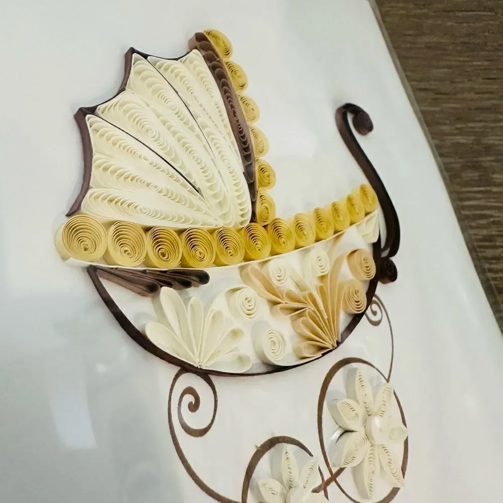 Quilling Card Baby Carriage Quill Paper Art Greeting Card